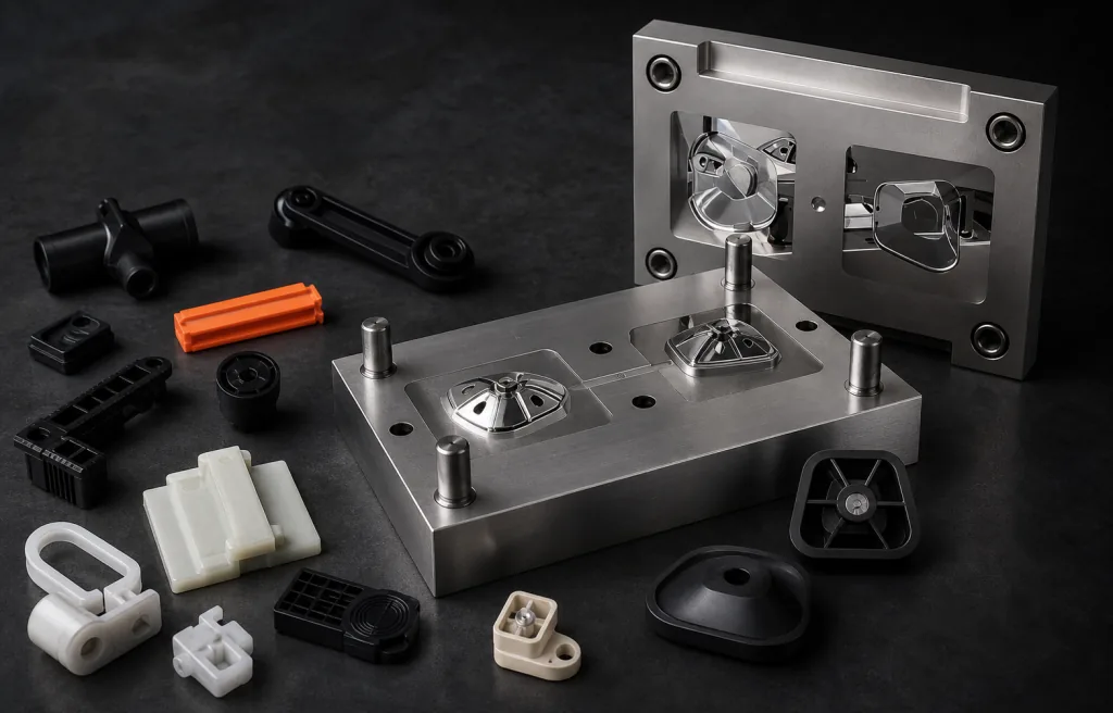 Representative injection mold and molded parts used for a transfer revalidation review